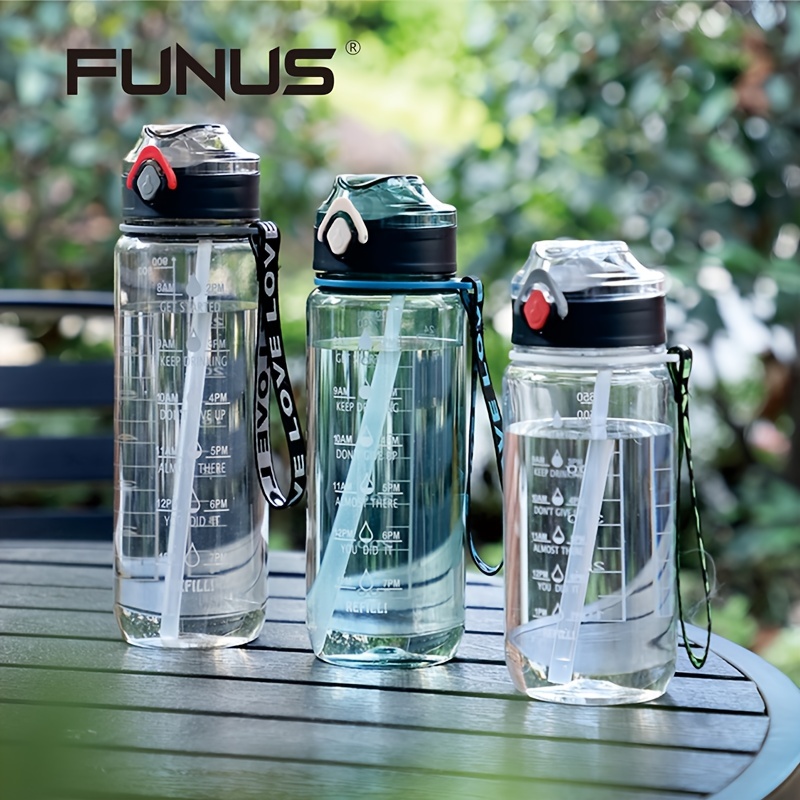 Funus 24 OZ clear water bottle carrying and filter mesh, leak-proof  BPA-free, make sure you drink enough water, gym, camping, outdoor sports