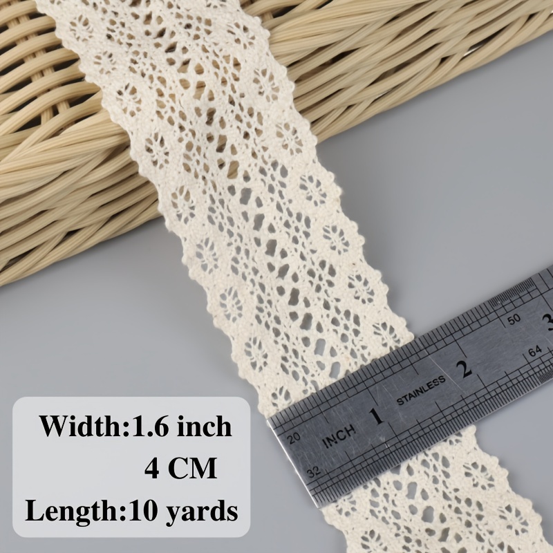 10 Yards Lovely Cotton Lace Trim, White Ribbon Lace, White Cotton Lace Trim  for Bridal, Sewing, Applique, Gift Wrap, Crafting 