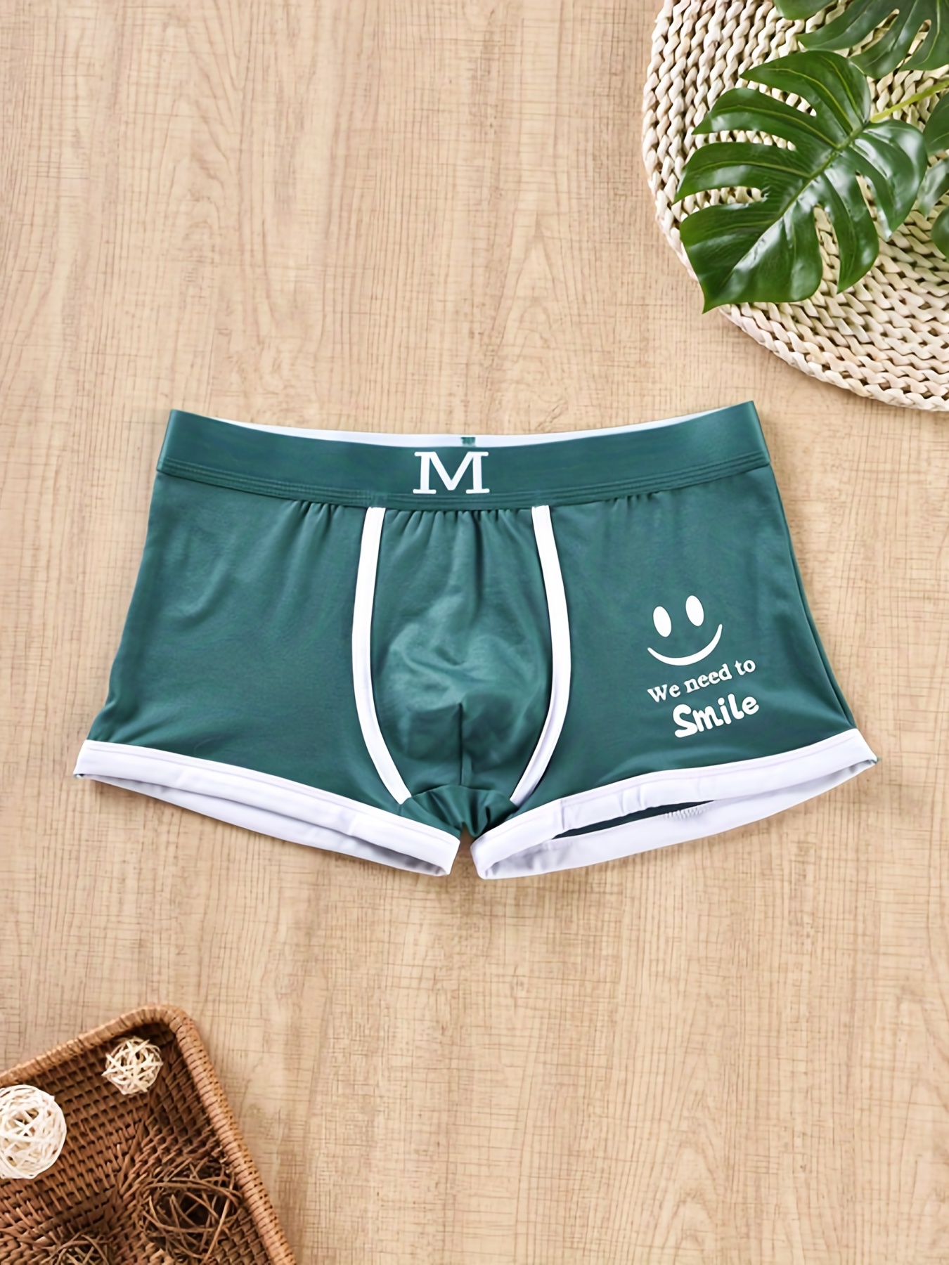 Men's Underwear Smiling Face Print Fashion Boxers Briefs - Temu