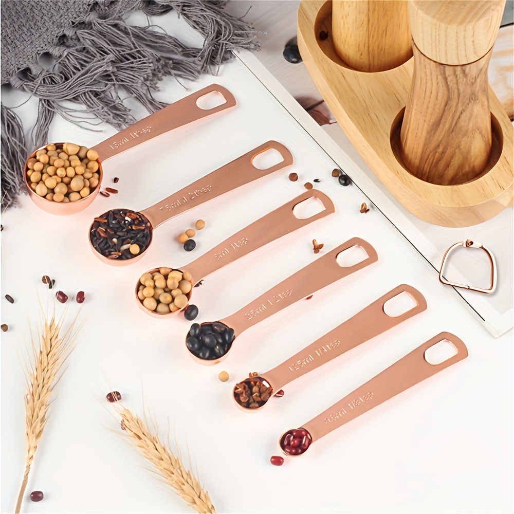 Stainless Steel Measuring Cups And Spoons Set Of 8 Engraved Measurements, Metal  Measure Sets With Ring For Kitchen Baking Cooking Rose Gold