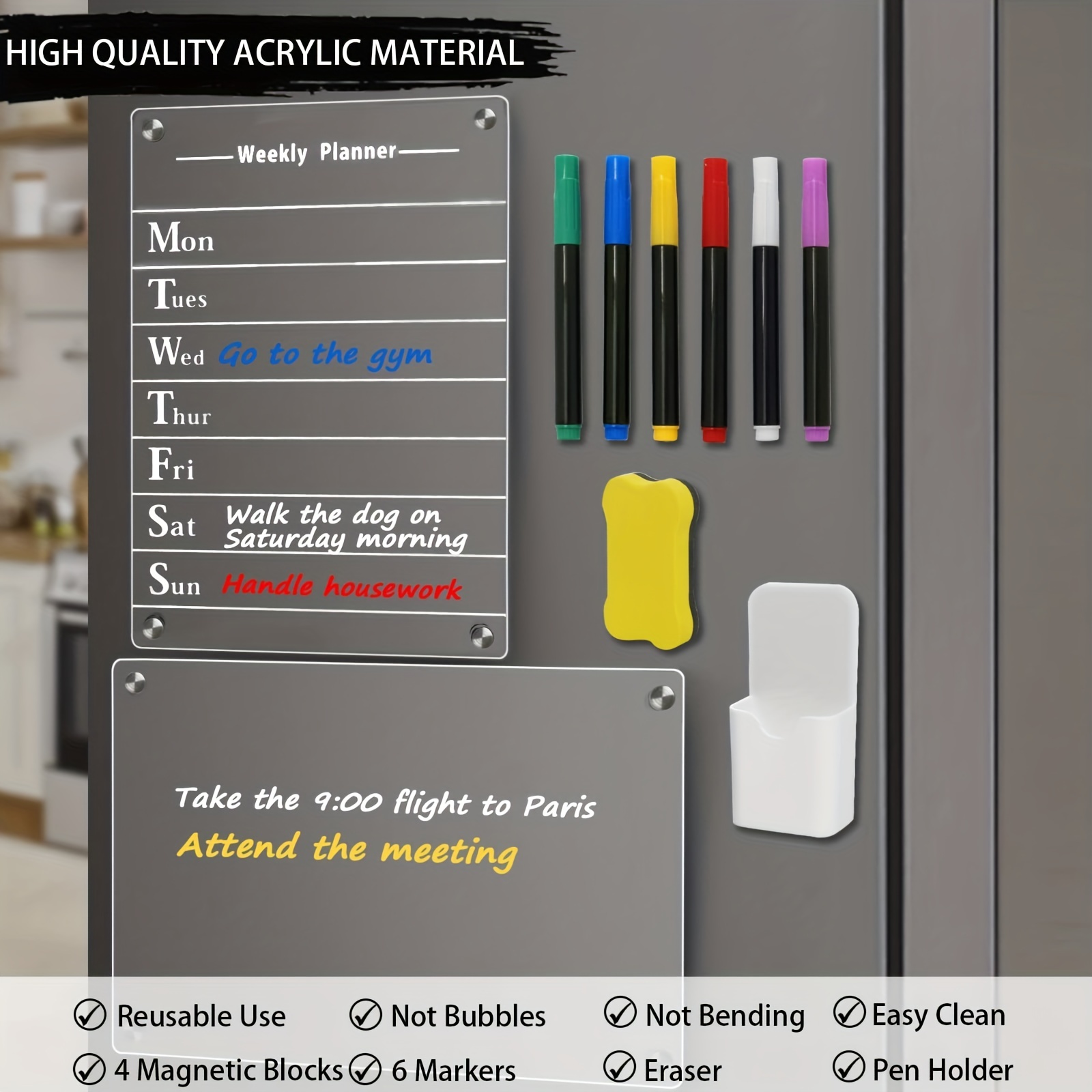 Acrylic Magnetic Dry Erase Board For Fridge Clear Acrylic - Temu
