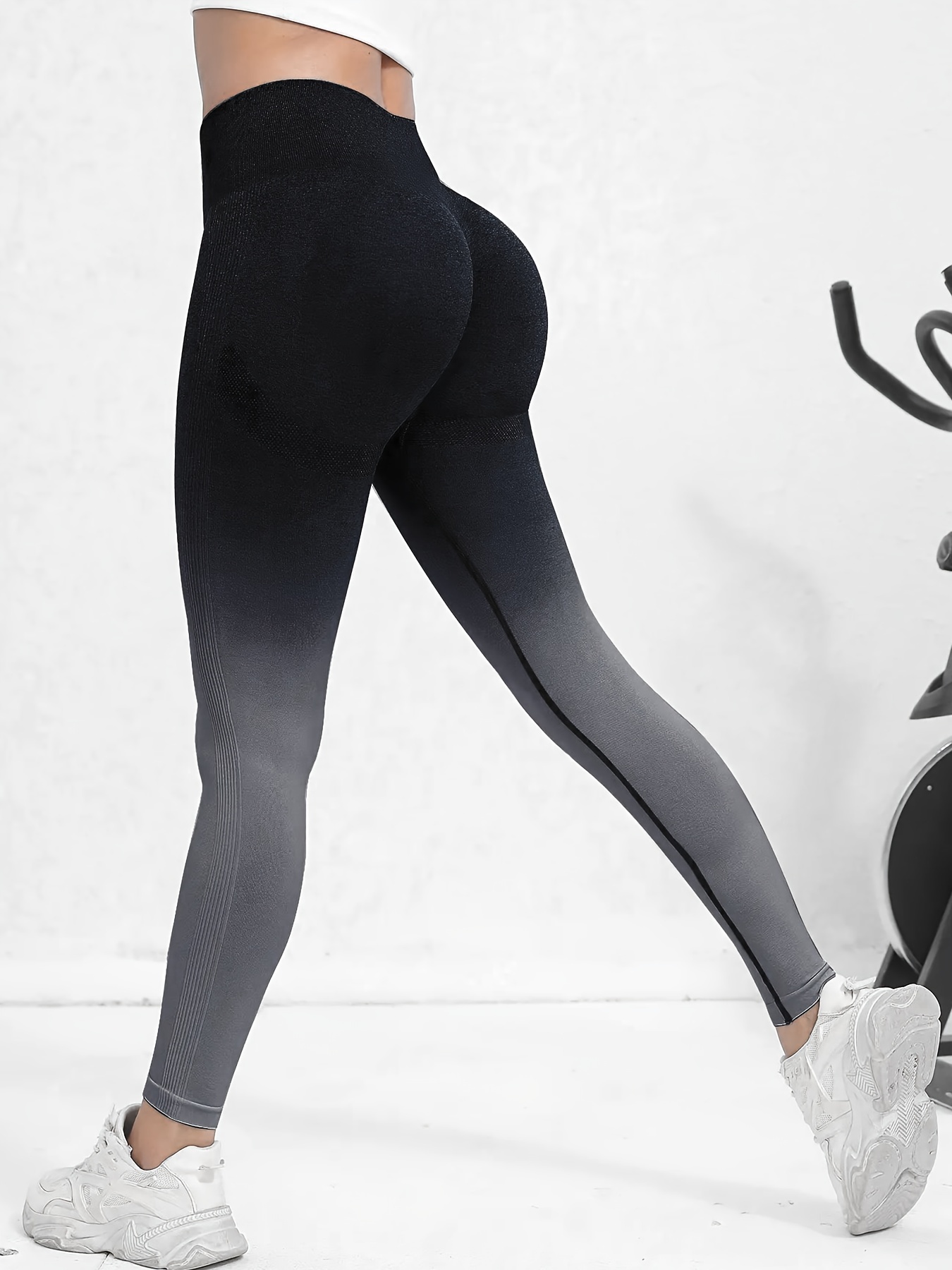 Seamless High-Waisted Yoga Leggings, Color Gradient Butt Lift