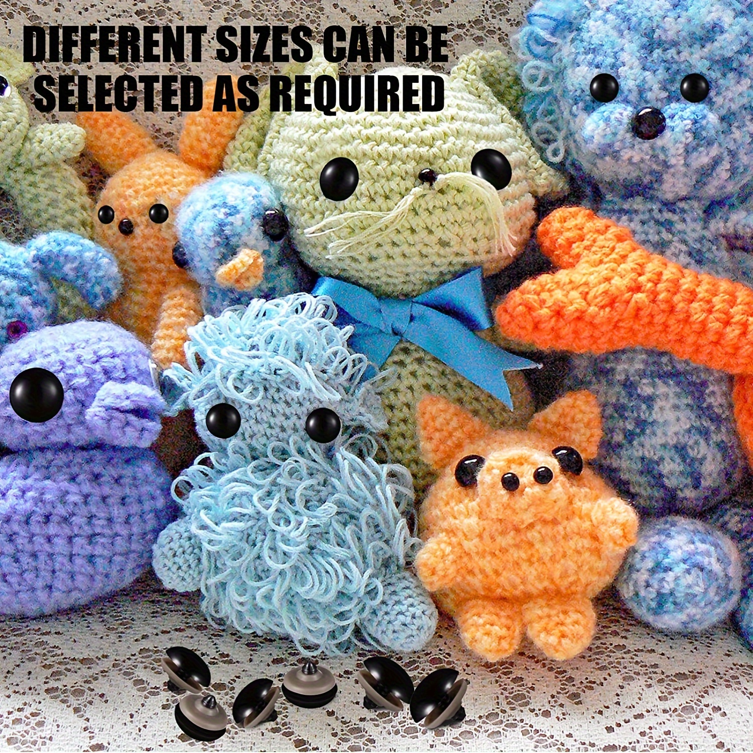 Amigurumi Blue safety eyes and nose 22 mm stuffed animal crafts crochet