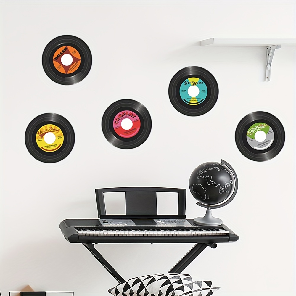 VOSAREA 12 Pcs Music Party Decorations Vinyl Record Wall Decoration Peel  and Stick Wall Decals Vinyl Records Wall Art Aesthetic Vinyl Records Fake