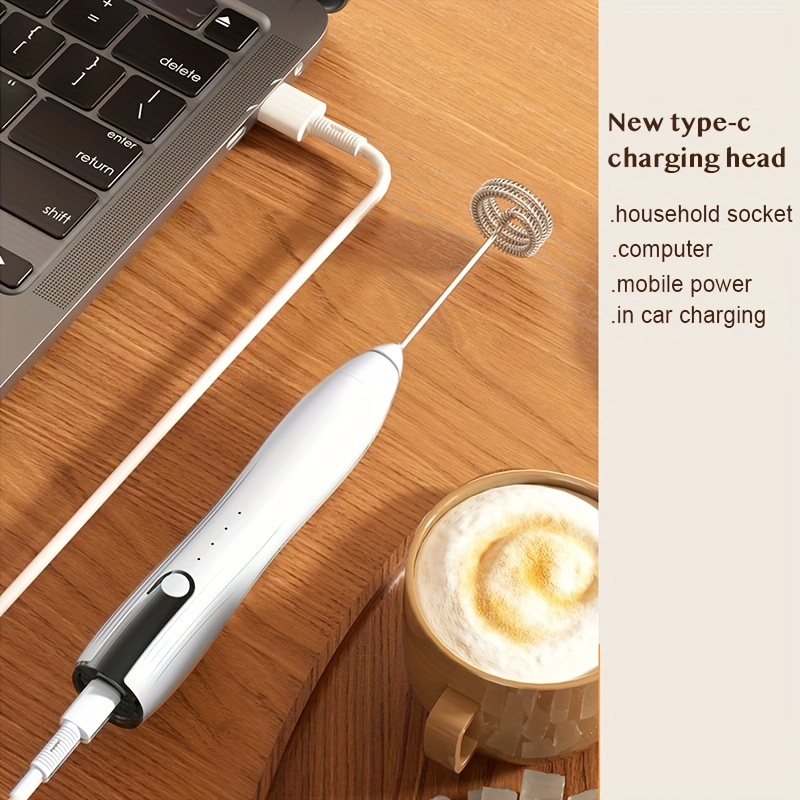 Handheld Electric Milk Frother USB Rechargeable Mini Foam Maker Drink Mixer  Whisk Beater for Coffee Latte