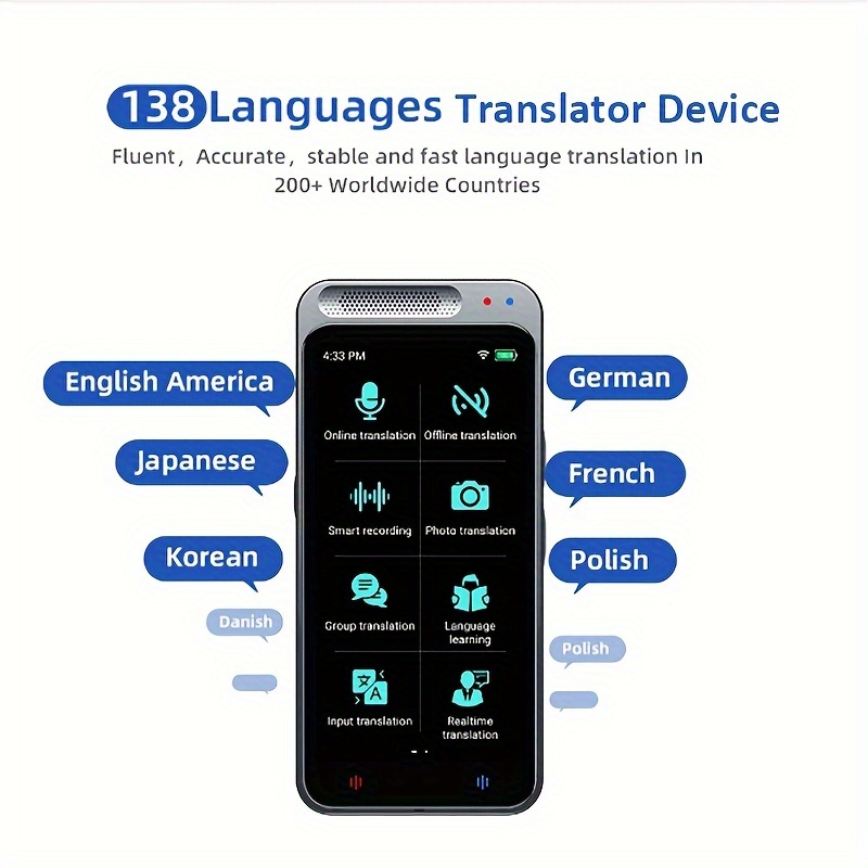 Z6 Language Translator Device Voice Translator Device 138 Languages  Real-time Recording Translation Intelligent Talking Translate Electronic  Equipment