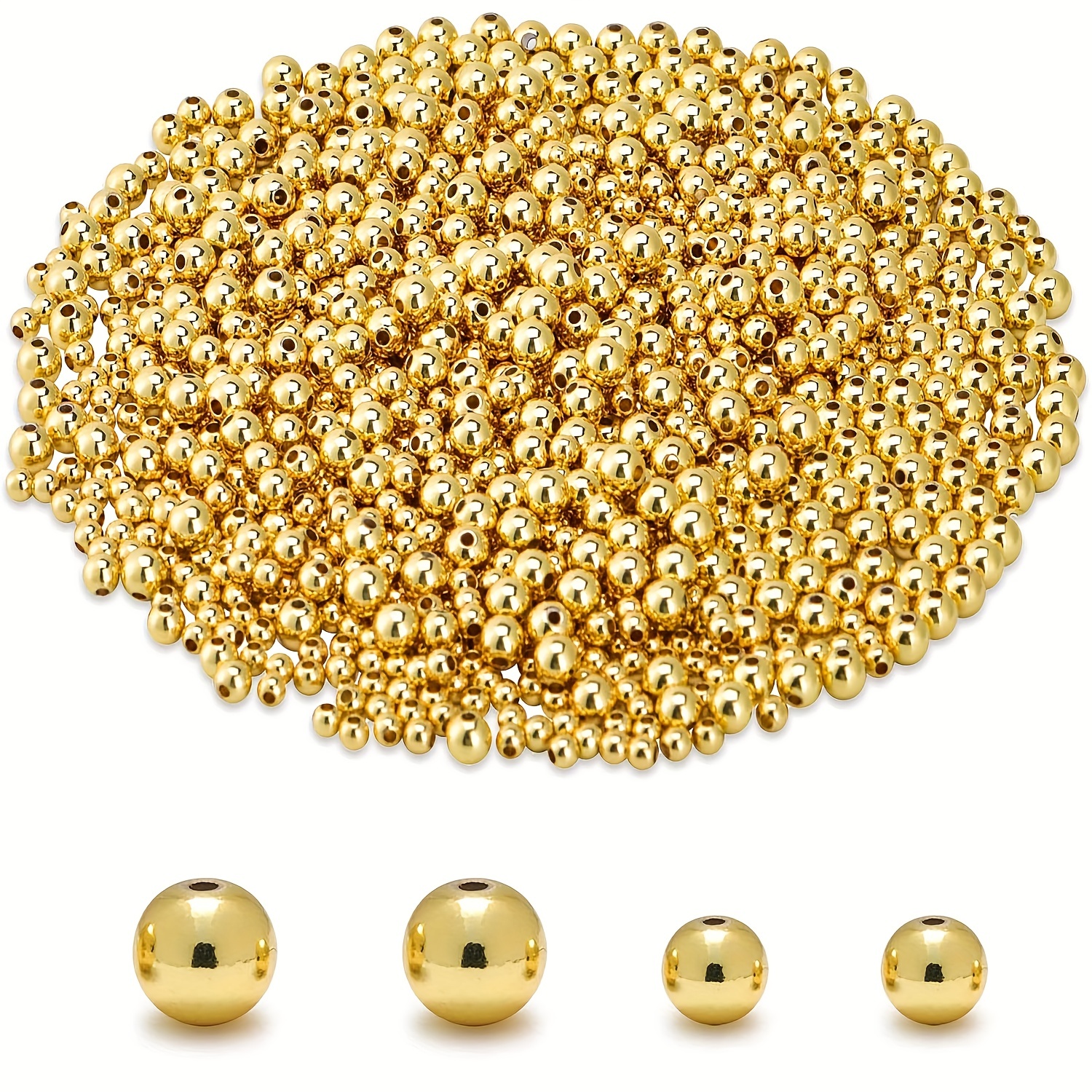 Golden Color Flat Round Ccb Beads Diy Loose Plastic Beads - Temu