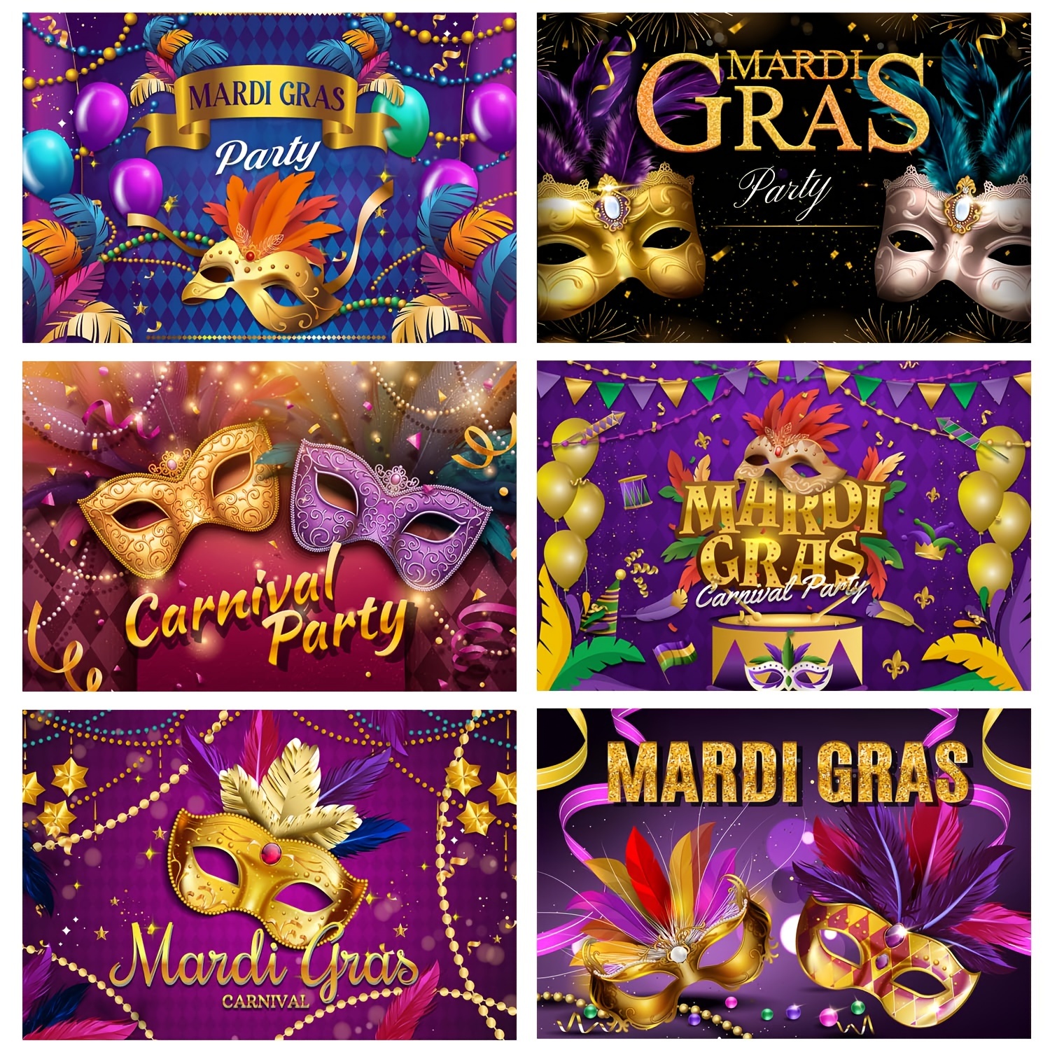 Masquerade Mardi Gras Backdrop Black Gold Carnival Party - Temu