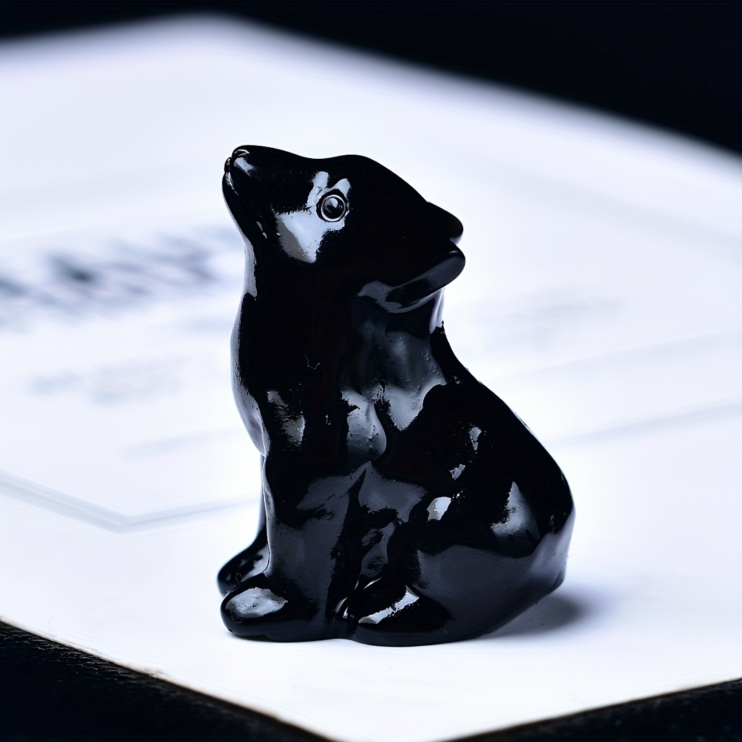 1pc Hand-carved Crystal Wolf Figurine - 3.5cm/1.38in Cute Animal Decor With Intricate Details, Pocket-sized Stone Sculpture For Home Decor, Jewelry & Watch Accessories (black/grey/green), Wolf Decor