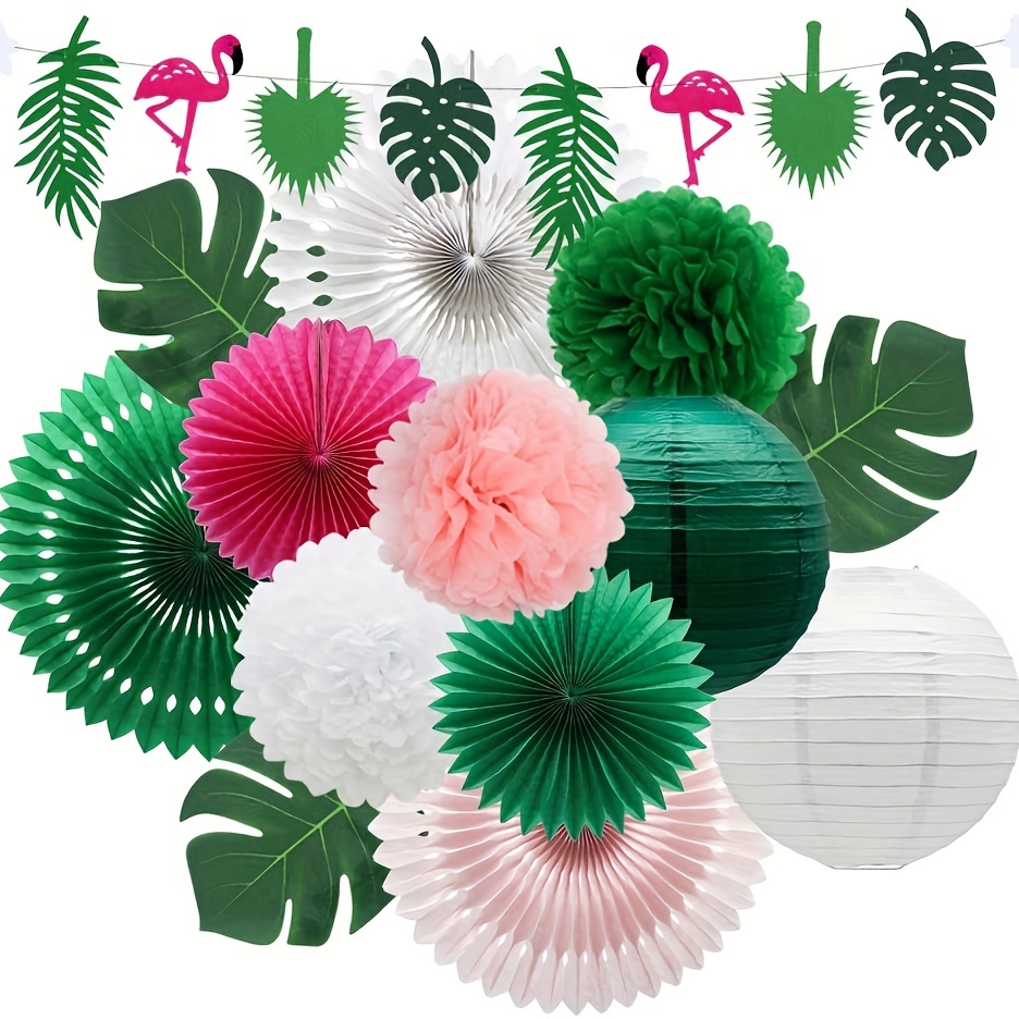Tropical Flamingo Palm Leaves Party Decorations With Paper - Temu