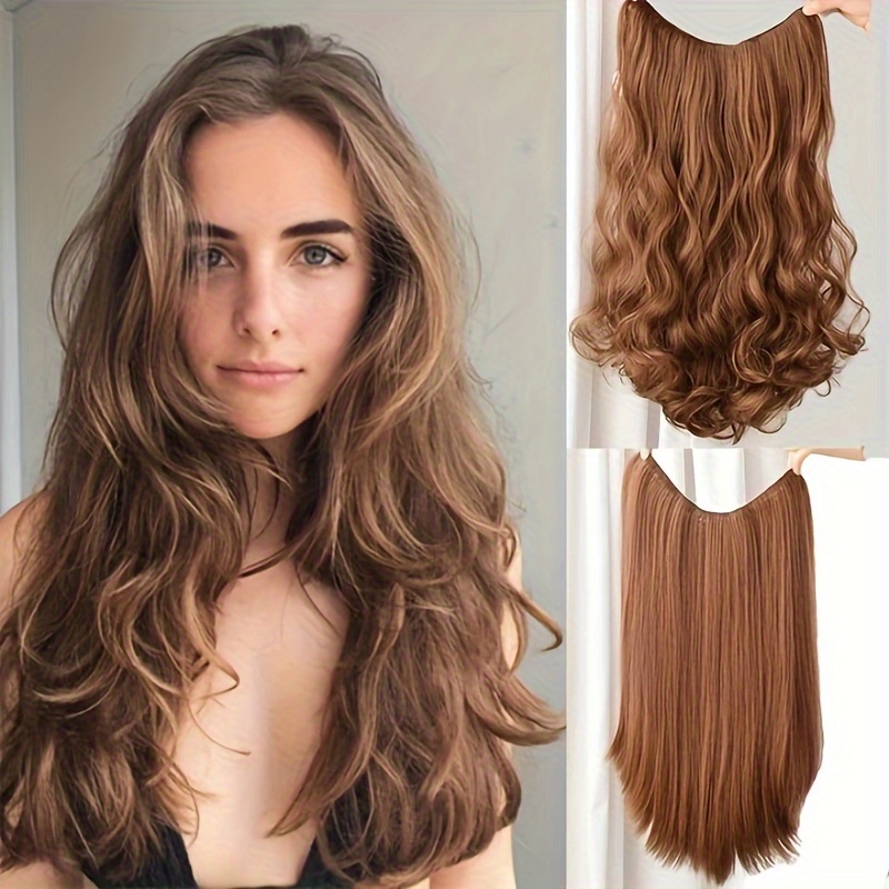 V Shape Long Wavy Hair Pieces Synthetic Clip In Hair Temu United