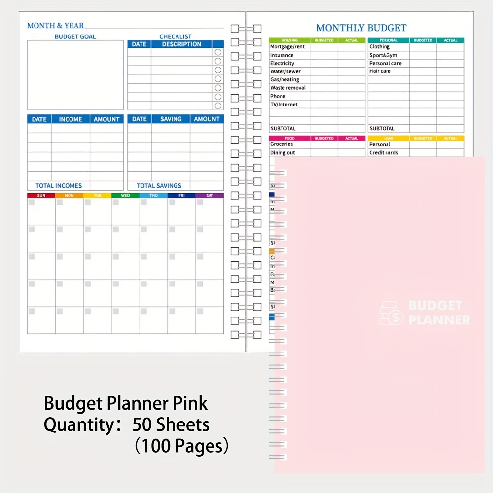 Planificateur budgétaire non daté de 12 mois – Carnet de suivi des  dépenses, carnet de suivi des dépenses recto-verso de 57 pages,  planificateur