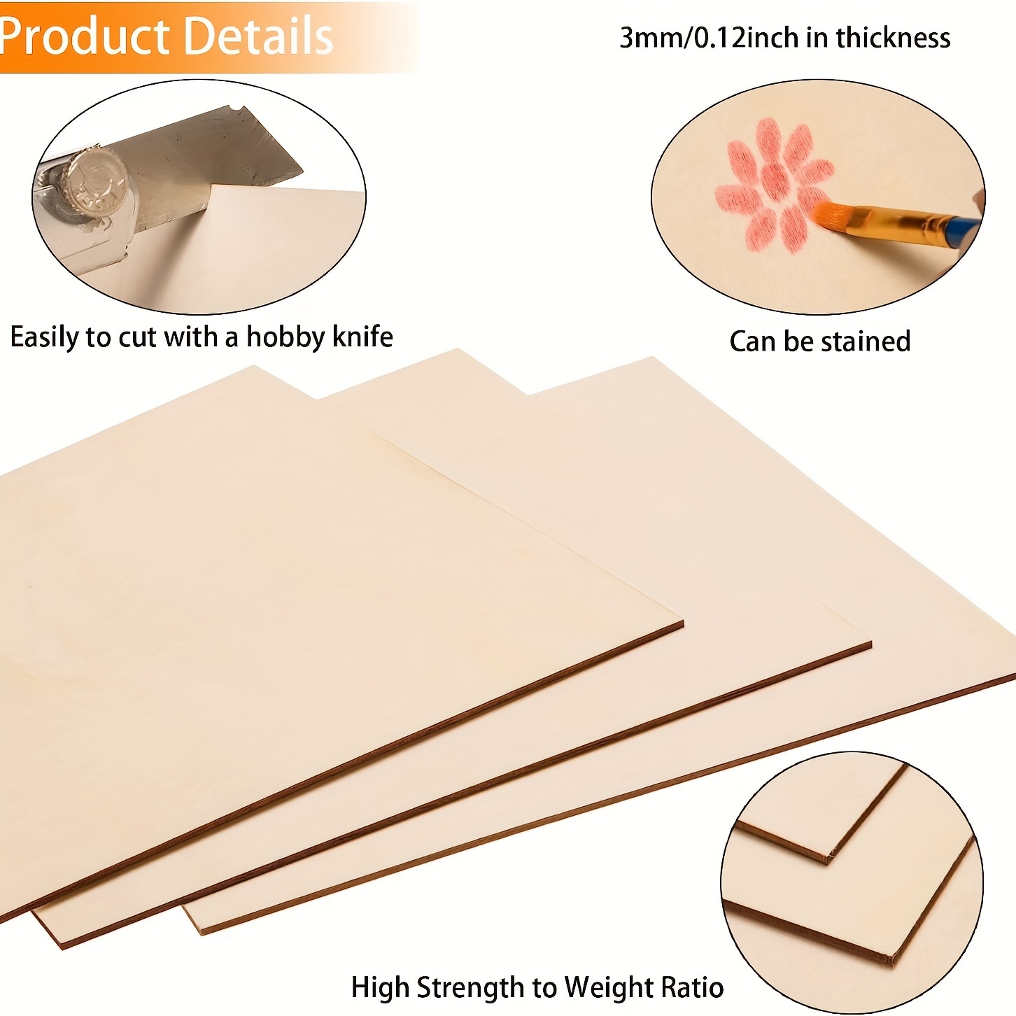 15 PCS 12 X 12 Inch Plywood Board Basswood Sheets 1/4 Inch Thick Square