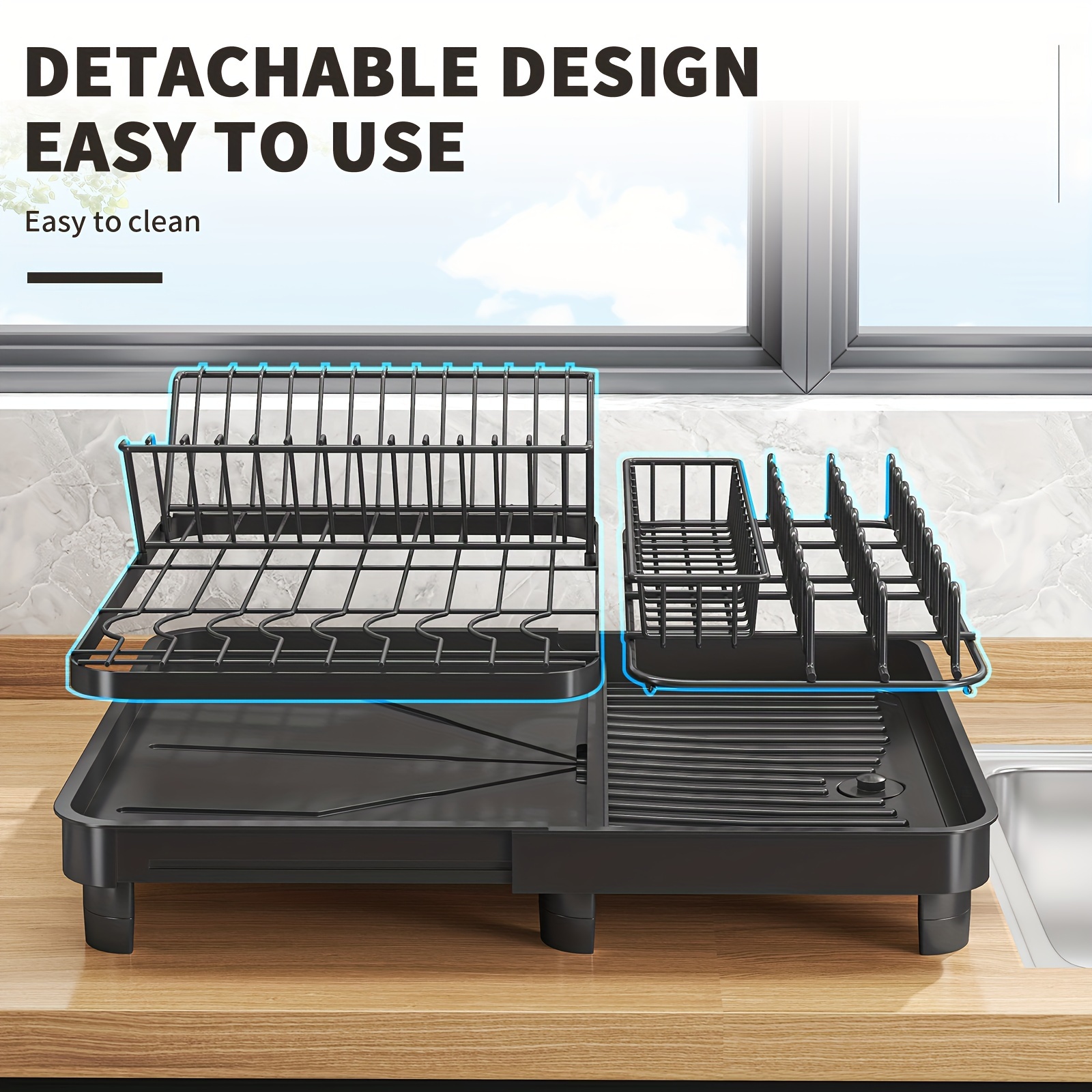 Expandable 2 Tier Large Dish Drying Rack, For Kitchen Countertop