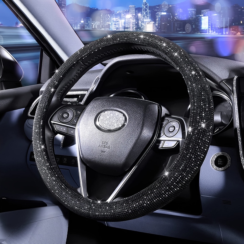 Car Rhinestones Steering Wheel Cover With Crystal Artificial - Temu