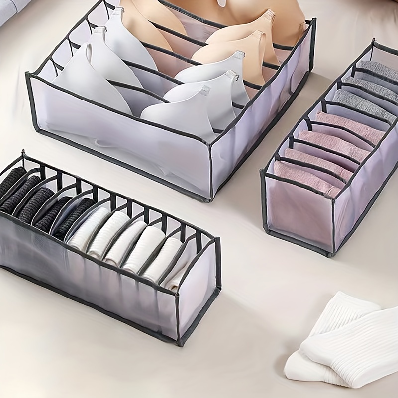 3 Piece Underwear Drawer Organizer for Bras Socks Ties Belts