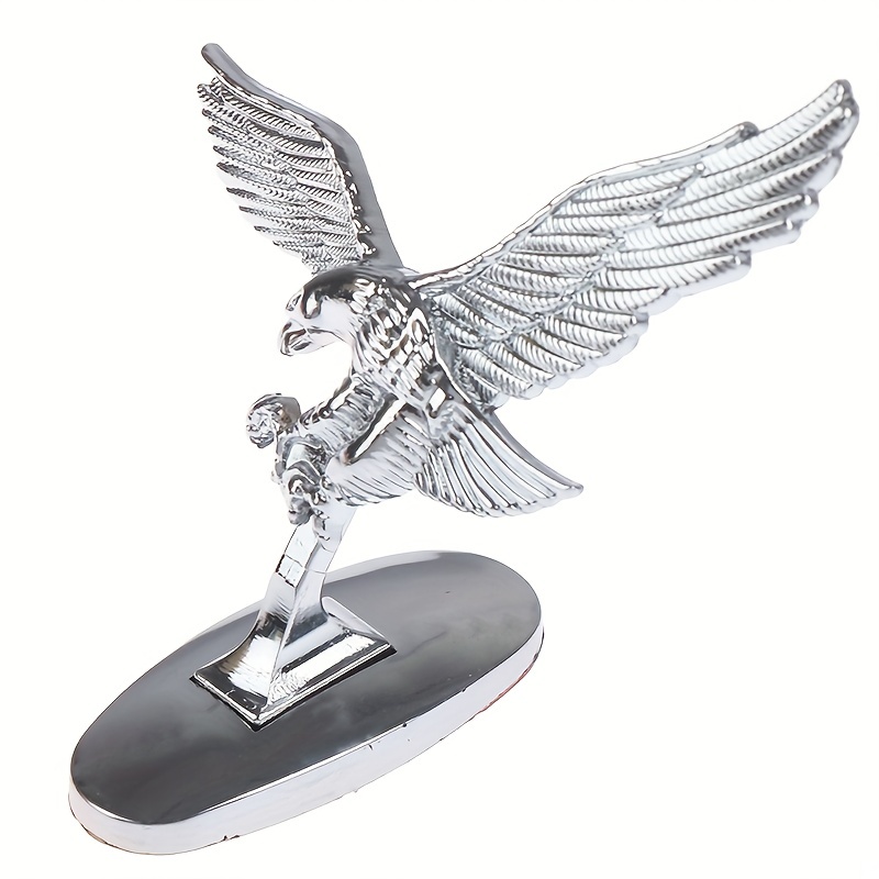 NC 1x Chrome Flying Eagle Logo Car Hood Ornament Metal Stickers Fits Auto  3D Stand Decal Bonnet Univeral Emblem Badge Sculpture