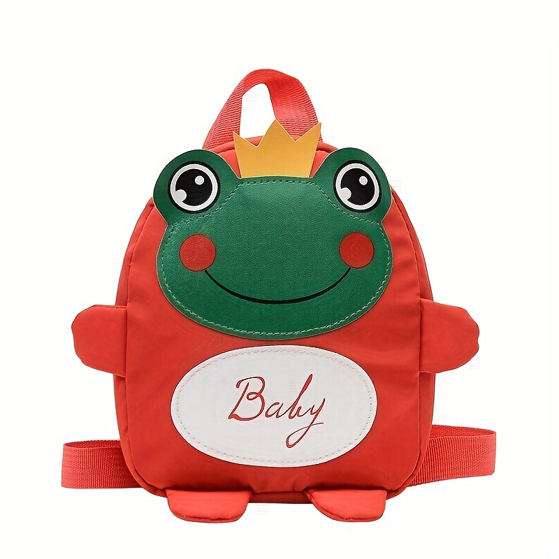 Kids Cartoon Frog Backpack With Traction Rope