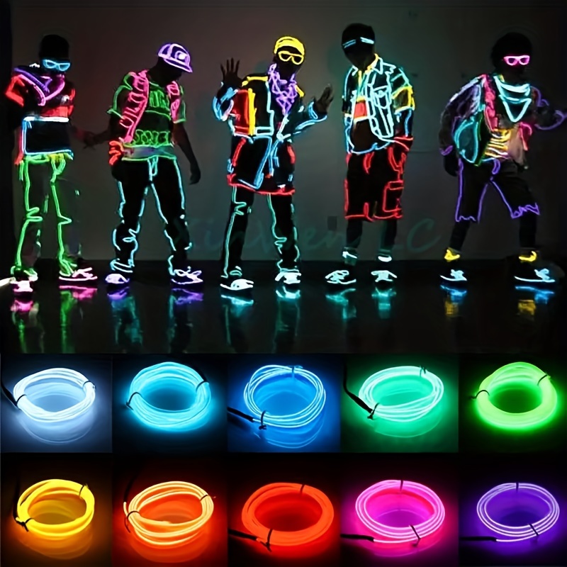 1pc Mens Glow Wire Cable Led Neon Christmas Dance Party Diy Costumes  Clothing Luminous Car Light Decoration Clothes Ball Rave With Battery Drive  Box Ideal Choice For Gifts