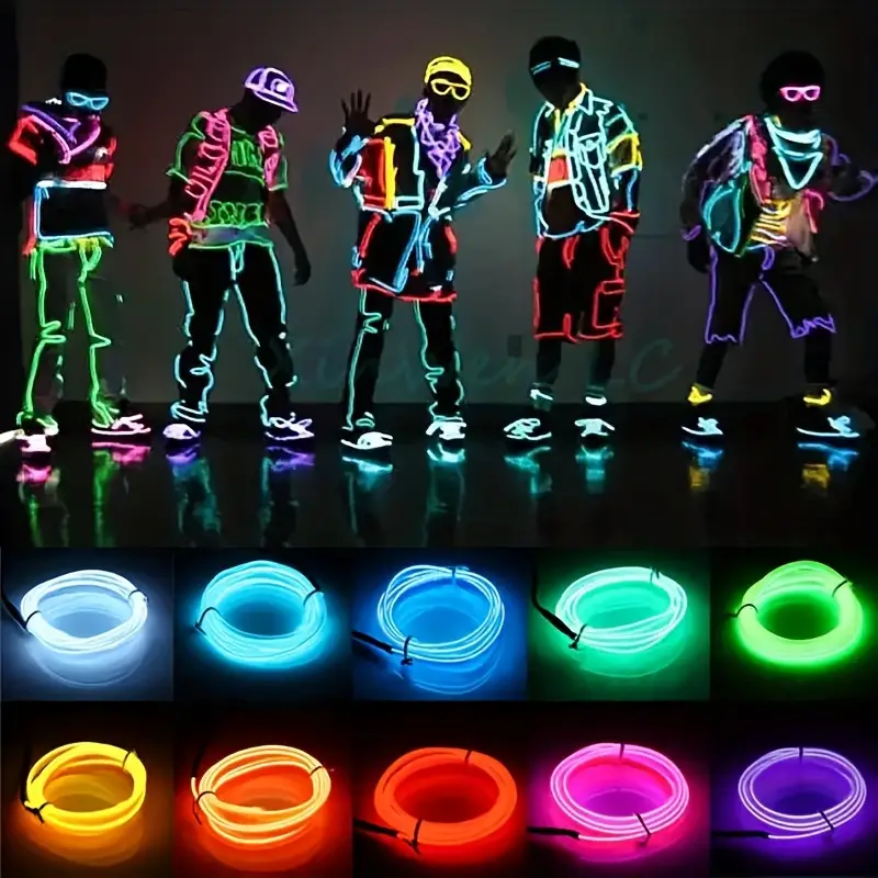1pc Mens Glow Wire Cable Led Neon Christmas Dance Party Diy