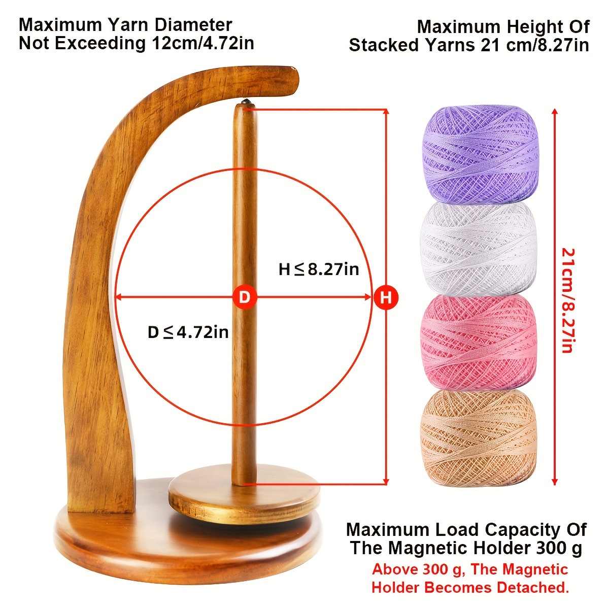 Knitting Yarn Holder | Wooden Crochet Yarn Holder | Handmade Yarn Spinner  Thread Holder Knitting Supplies, Storage Stand for DIY Knitting Crocheting