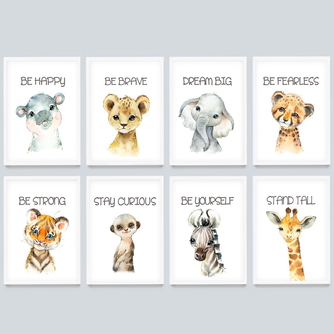 8 Sheets Art Prints Cute Wild Animals Poster Kids Room Wall Art Watercolor  Print Canvas Poster Canvas Art Painting No Frame | Check Out Today's Deals  Now | Temu