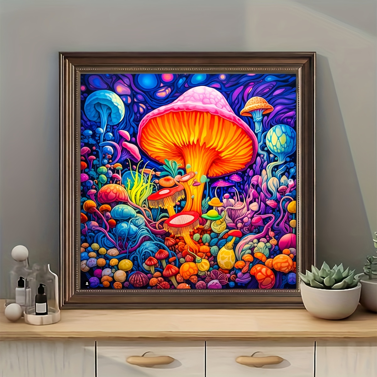 TISHIRON Trippy Mushroom Diamond Art Painting Kits,12x16 inch 5D DIY Snails  Moon and Stars Diamond Art Crafts Kit for Home Wall Decor Gift 