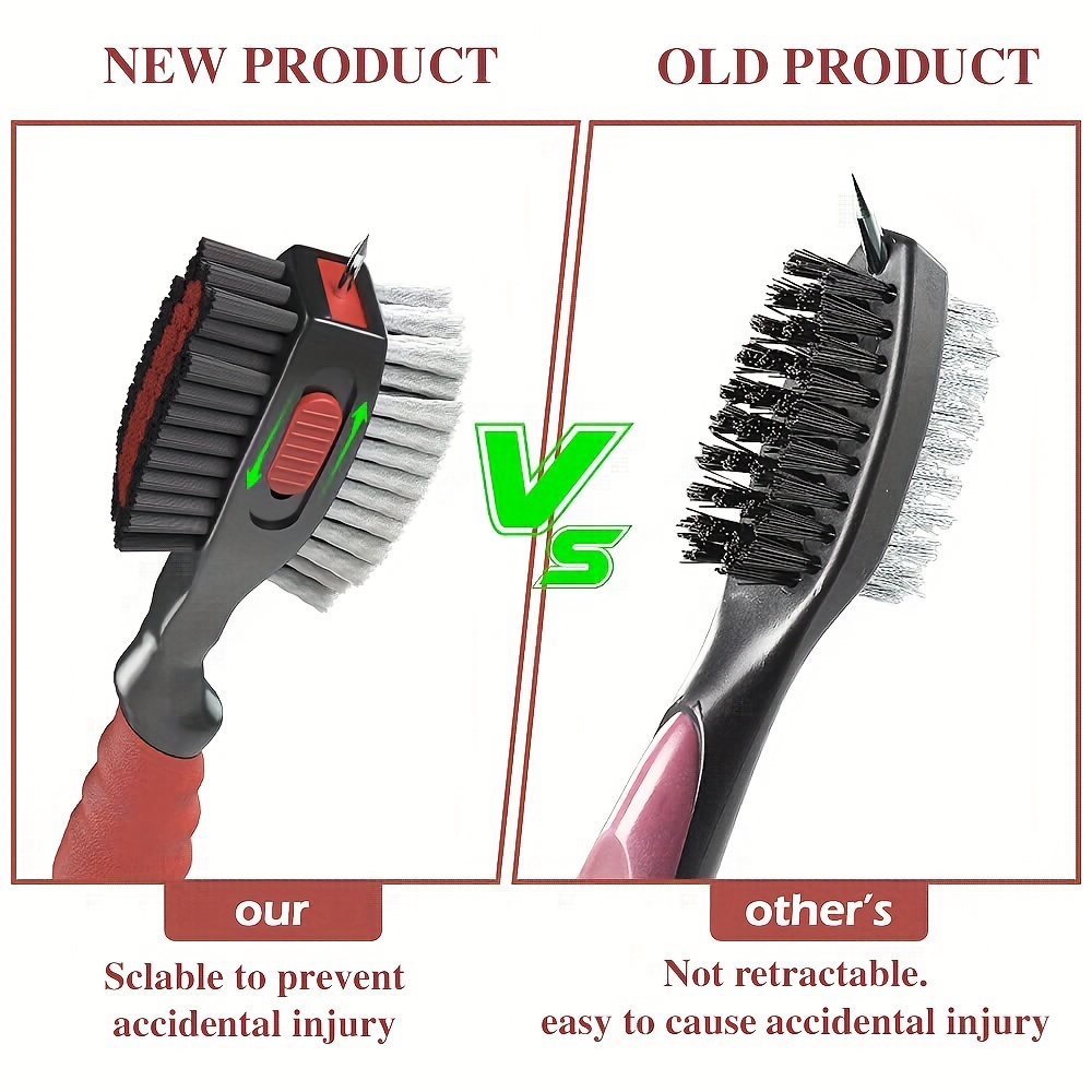 HUAEN Golf Club Head Cleaning Brush, Stainless Steel & PP Material, Portable Cleaner with Magnetic Keychain, Durable Club Maintenance Tool