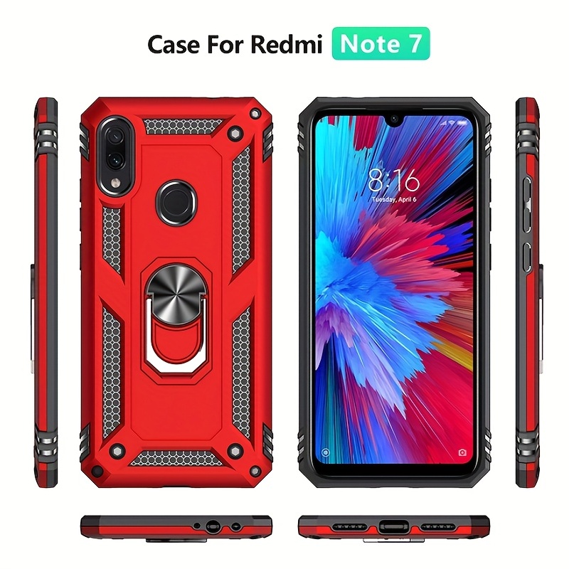 Xiaomi Redmi Note 7 - Coque avec anneau magnétique - Rouge