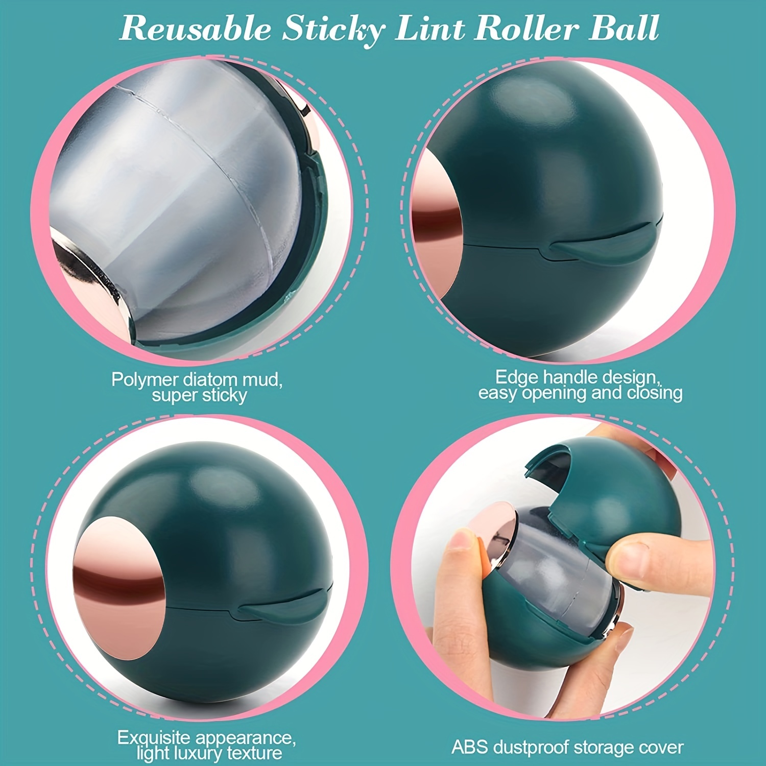 1pc Portable Pet Hair Remover Reusable Gel Lint Roller Ball - Temu