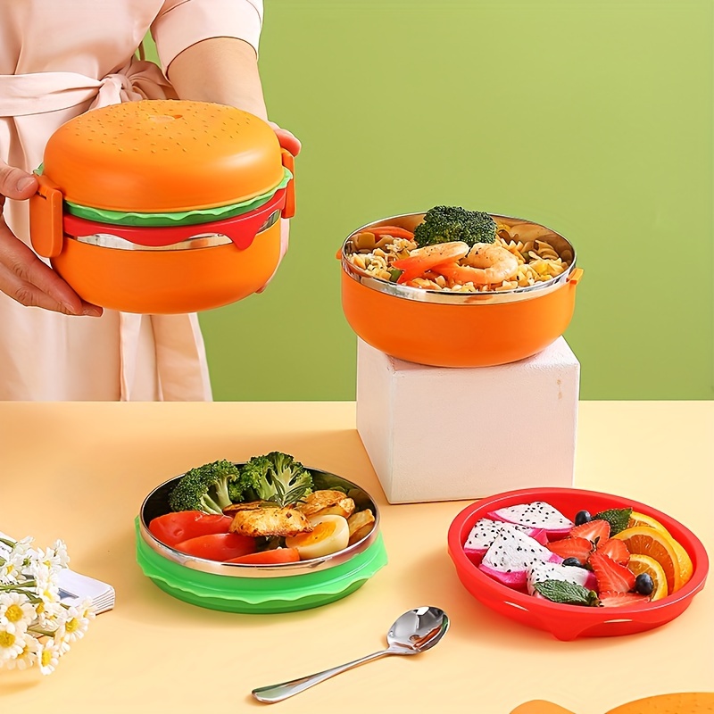 1pc Cute Hamburger Shaped Plastic Lunch Box - Portable Food Container for  Healthy Meals on the Go