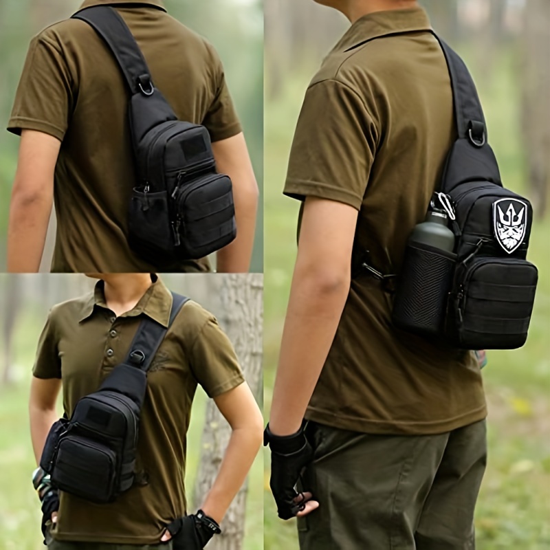 Tactical Outdoor Sling Bag: 900D Nylon, Waterproof, Molle, Shoulder  Backpack with Water Bottle - Perfect for Hiking & Bicycling!