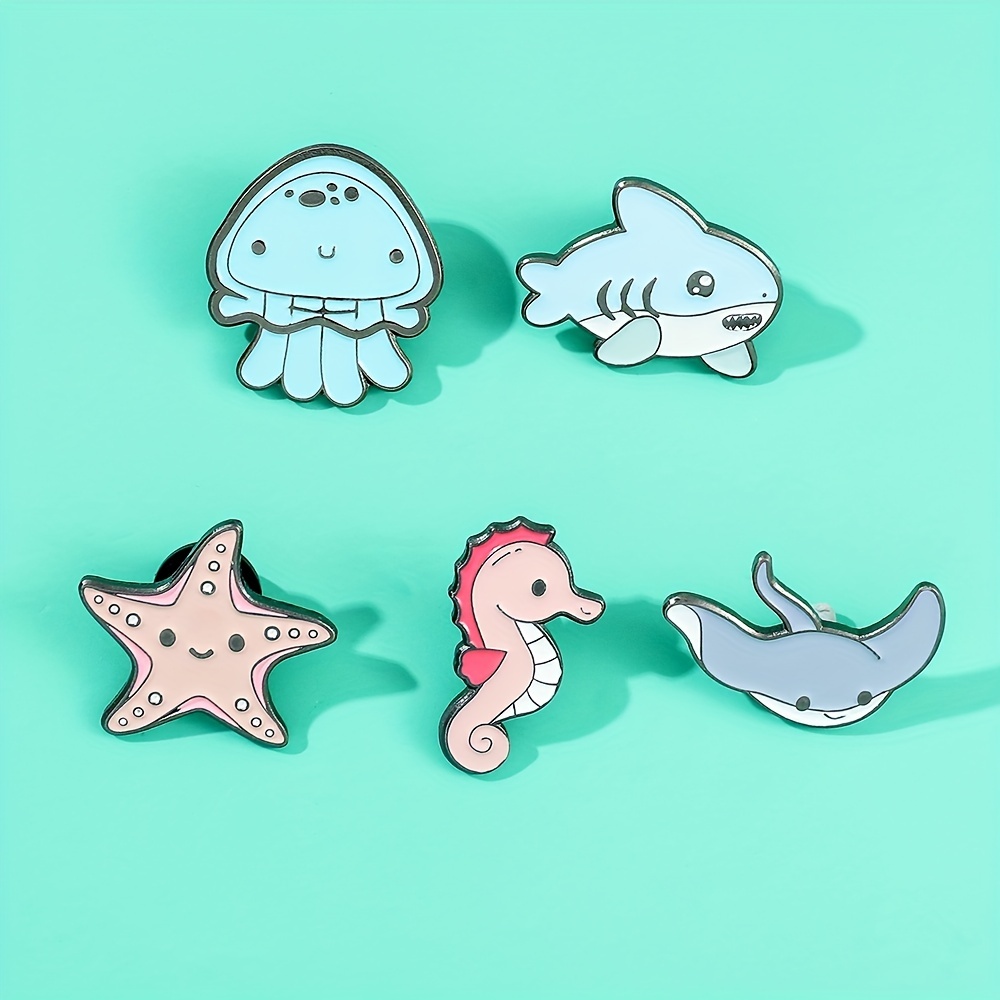 1/5/10pcs Cute Sea Animals Enamel Pins Whale Dolphin Brooches Lapel Pin Cartoon Ocean Creatures Jewelry, Jewels for Men,Temu