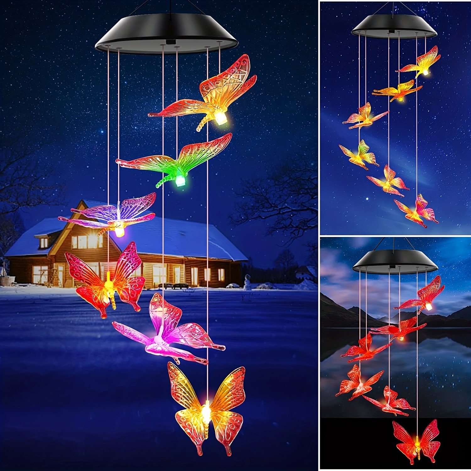 Led Solar Hummingbird And Butterfly Wind Chime Light, Mobile Hanging Wind  Chime, For Home Garden Decoration, Automatic Light Changing  Color(hummingbird) Temu South Korea