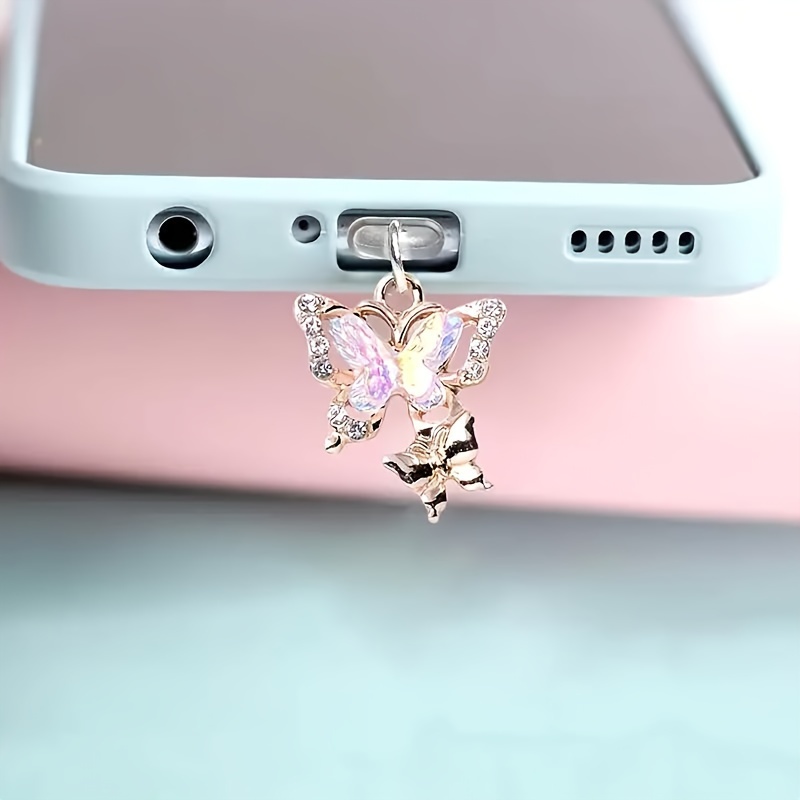 

Metal Butterfly-shaped Mobile Phone Dust Plug - Add A Touch Of Beauty To Your Nails!