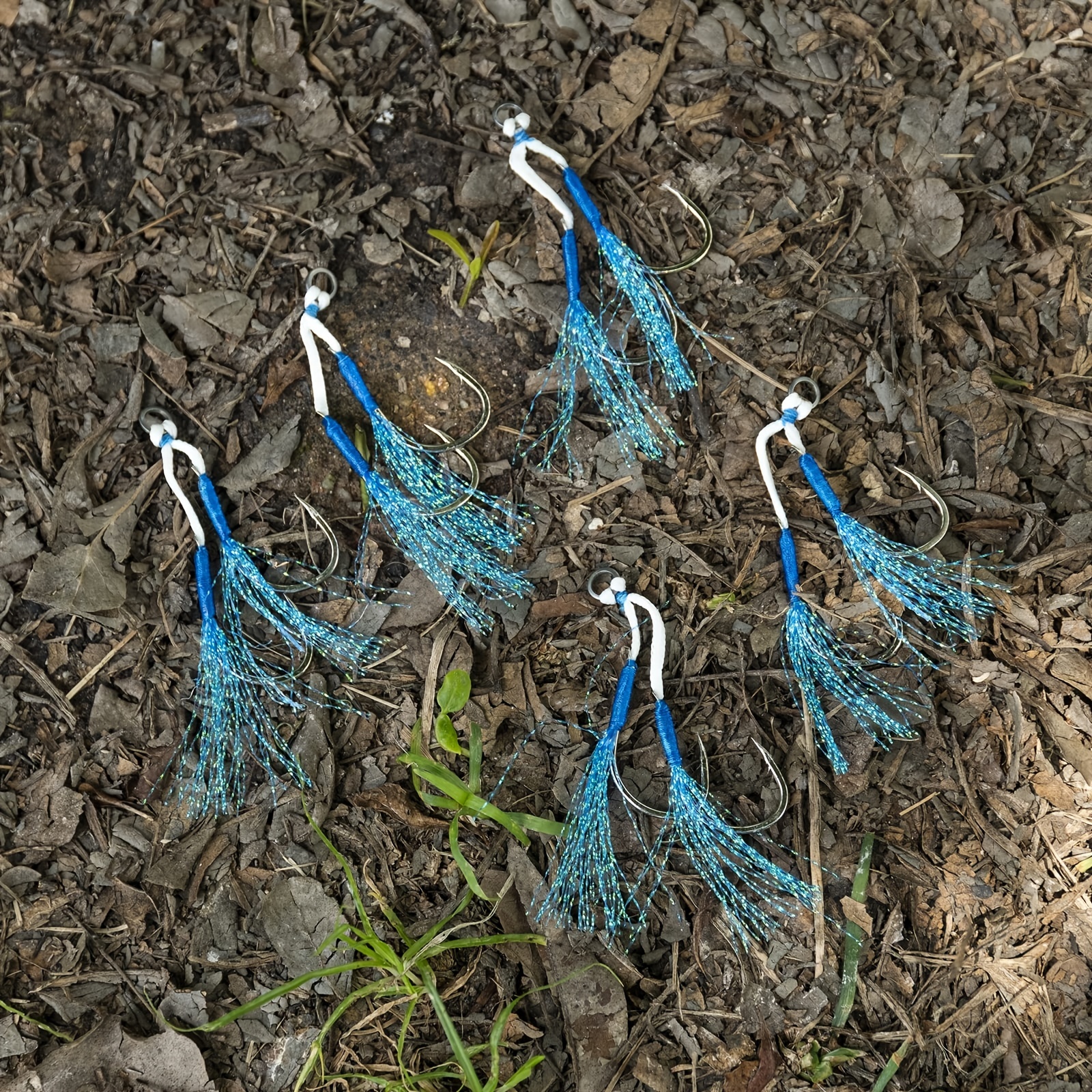 Blue Fishing Hooks Reflective Tassels Vertical - Temu Canada