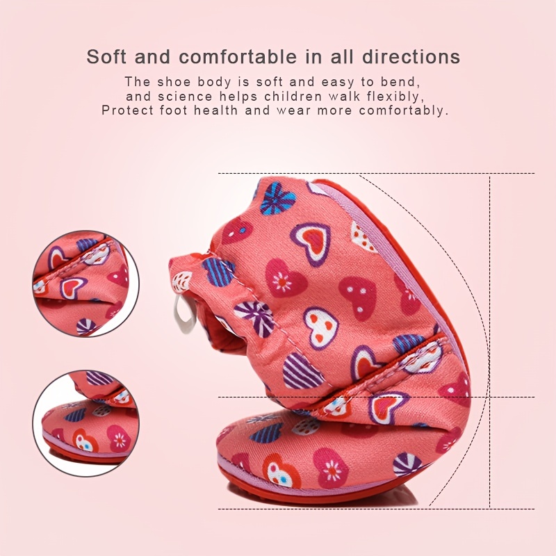 Cartoon Unisex Warm and Non-Slip Soft-Soled First Walking Shoes for, 0-36 Months