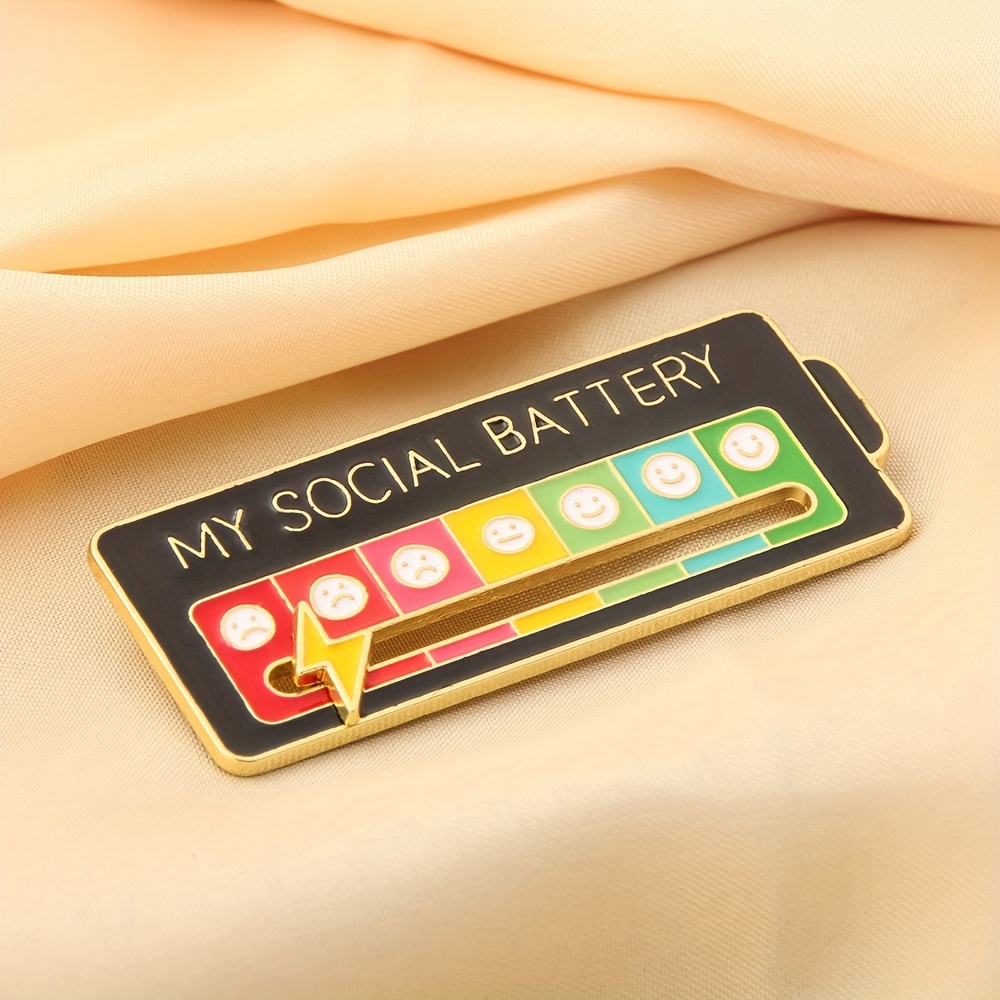 Social Battery Pin Brooch 7 Days Mood Function Aesthetic - Temu