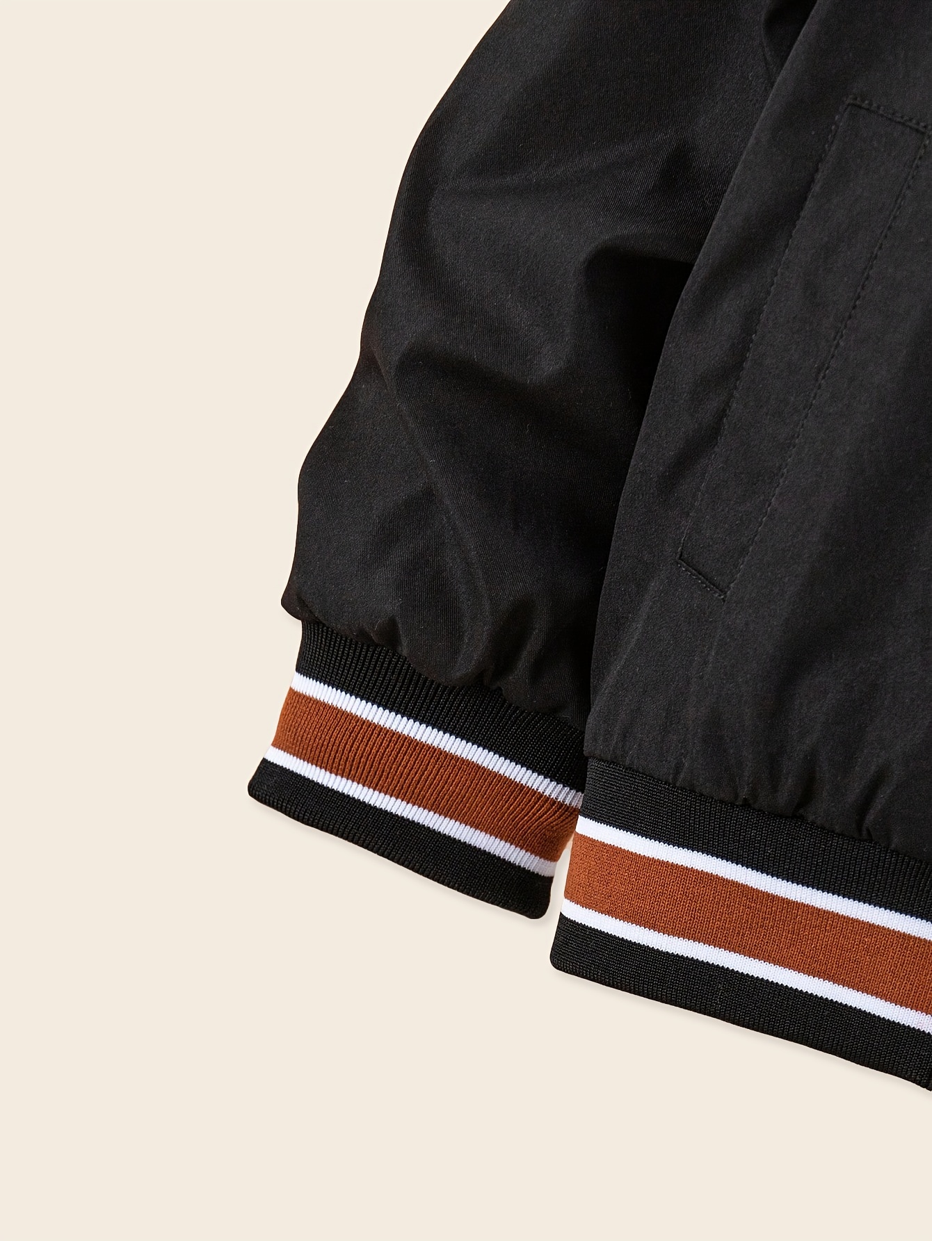 Men Letter Graphic Striped Trim Drop Shoulder Varsity Jacket