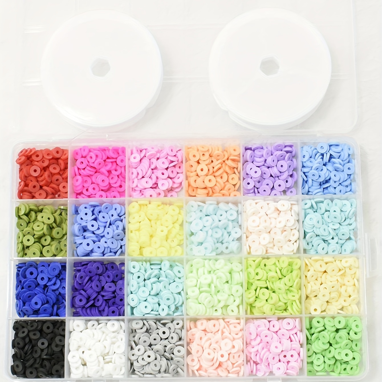 Clay Beads Set Diy Bracelet Making Kit 24 Colors Spacer Flat - Temu