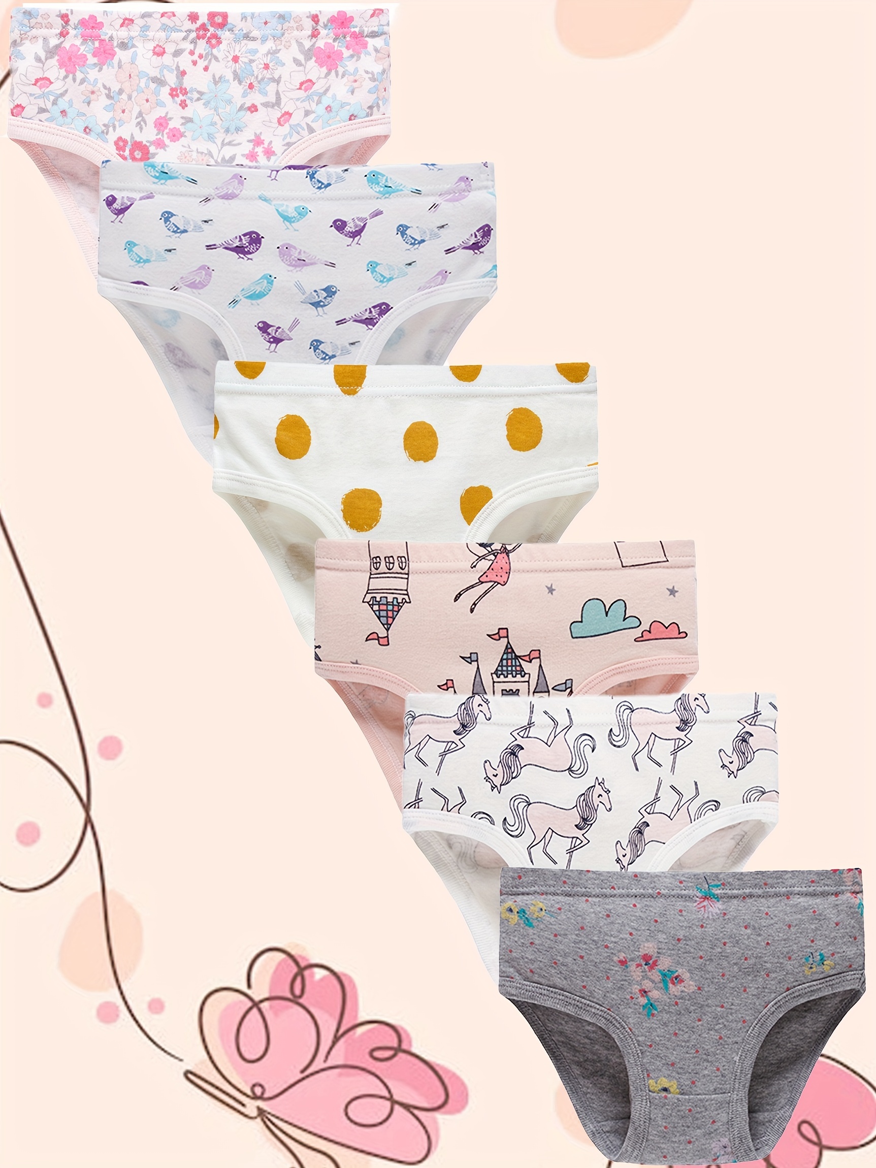 Girls Triangle Panties Cartoon Floral Animals Print Multiple - Temu