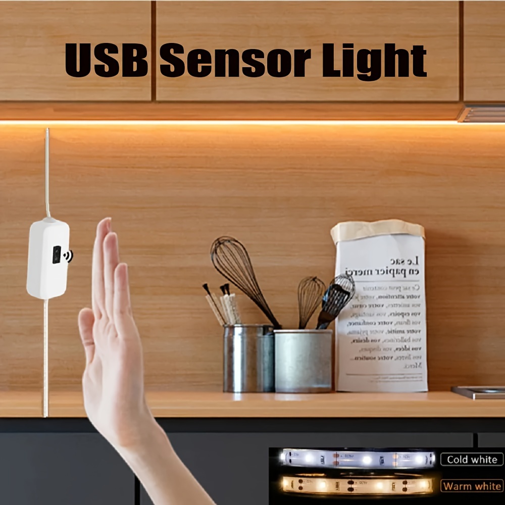 Kit de luz LED con Sensor de mano para debajo del armario, cinta