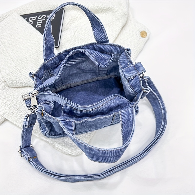 All Match Denim 3 Zipper Handbag Shoulder Bag