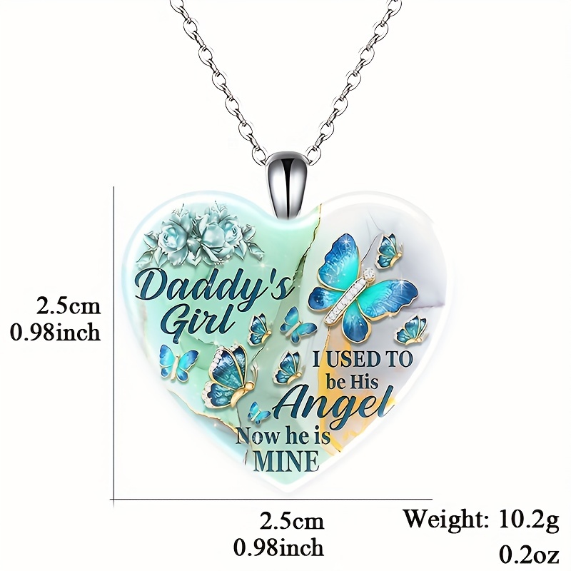 Butterfly Pattern Heart Pendant Necklace for Men