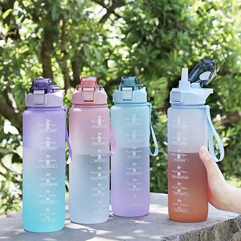 1000ML Portable Water Bottle For Camping Hiking Running Large Capacity Water  Bottle Frosted Gradient Water Bottles For Kitchen