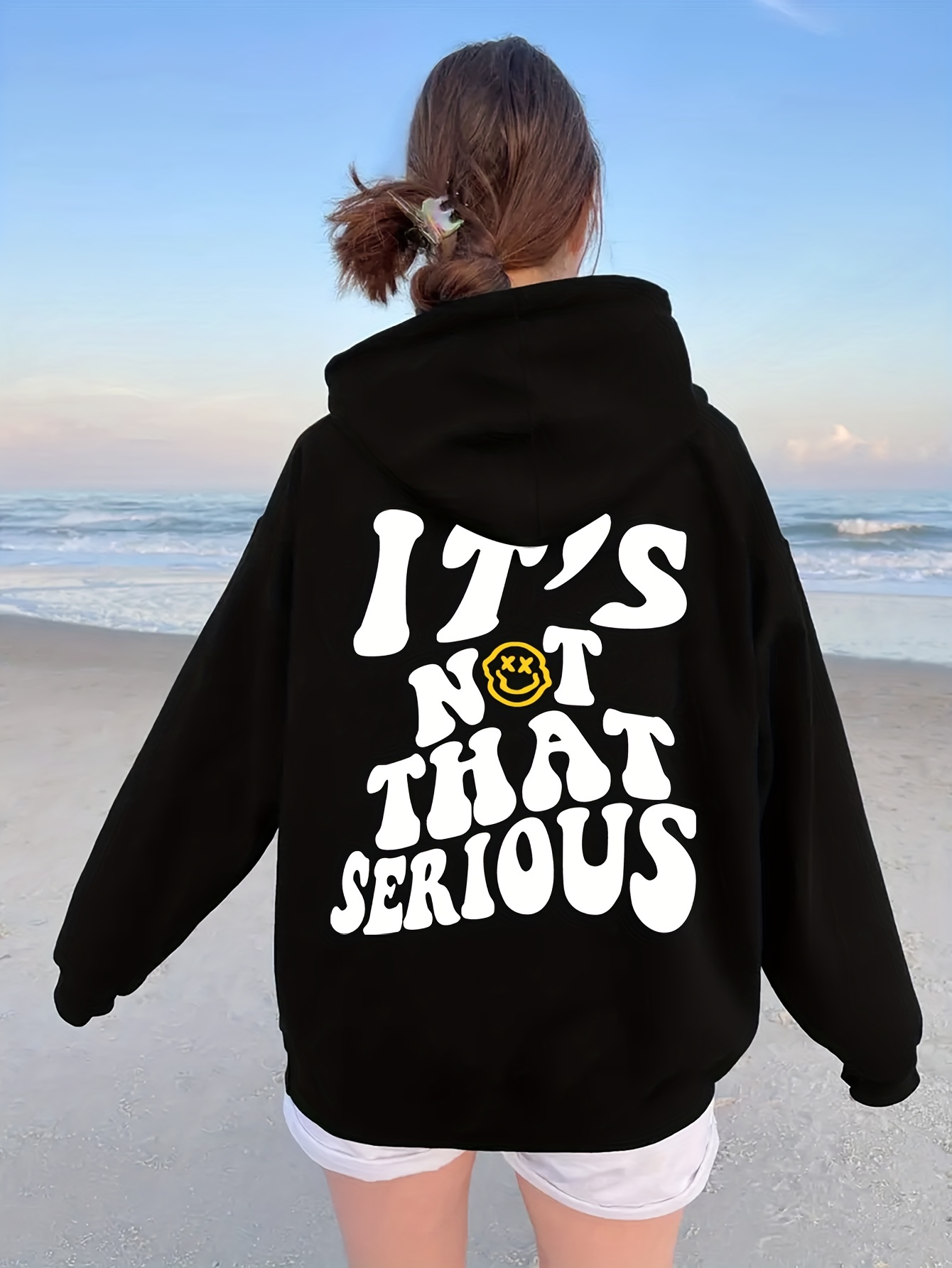 Cartoon Letter Print Hoodie Cute Drawstring Kangaroo Pocket - Temu