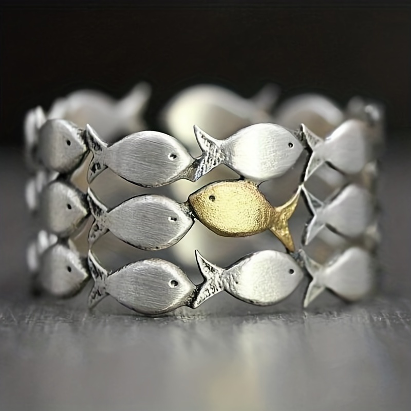 Small Fish Adjustable Open Finger Ring, Women's Accessory