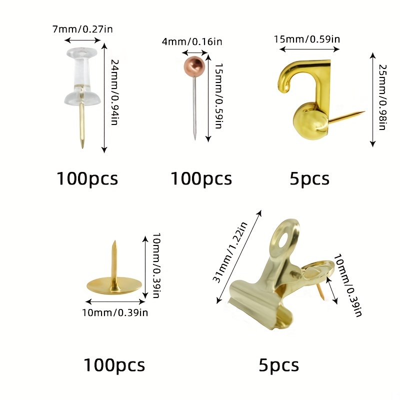Golden Push Pins Standard Plastic Golden Thumb Tacks For - Temu