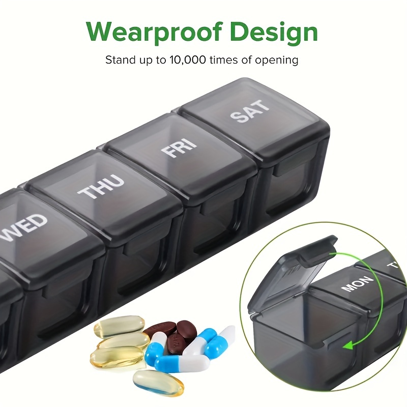 Seven Compartment Transparent Pill Box, Portable Design