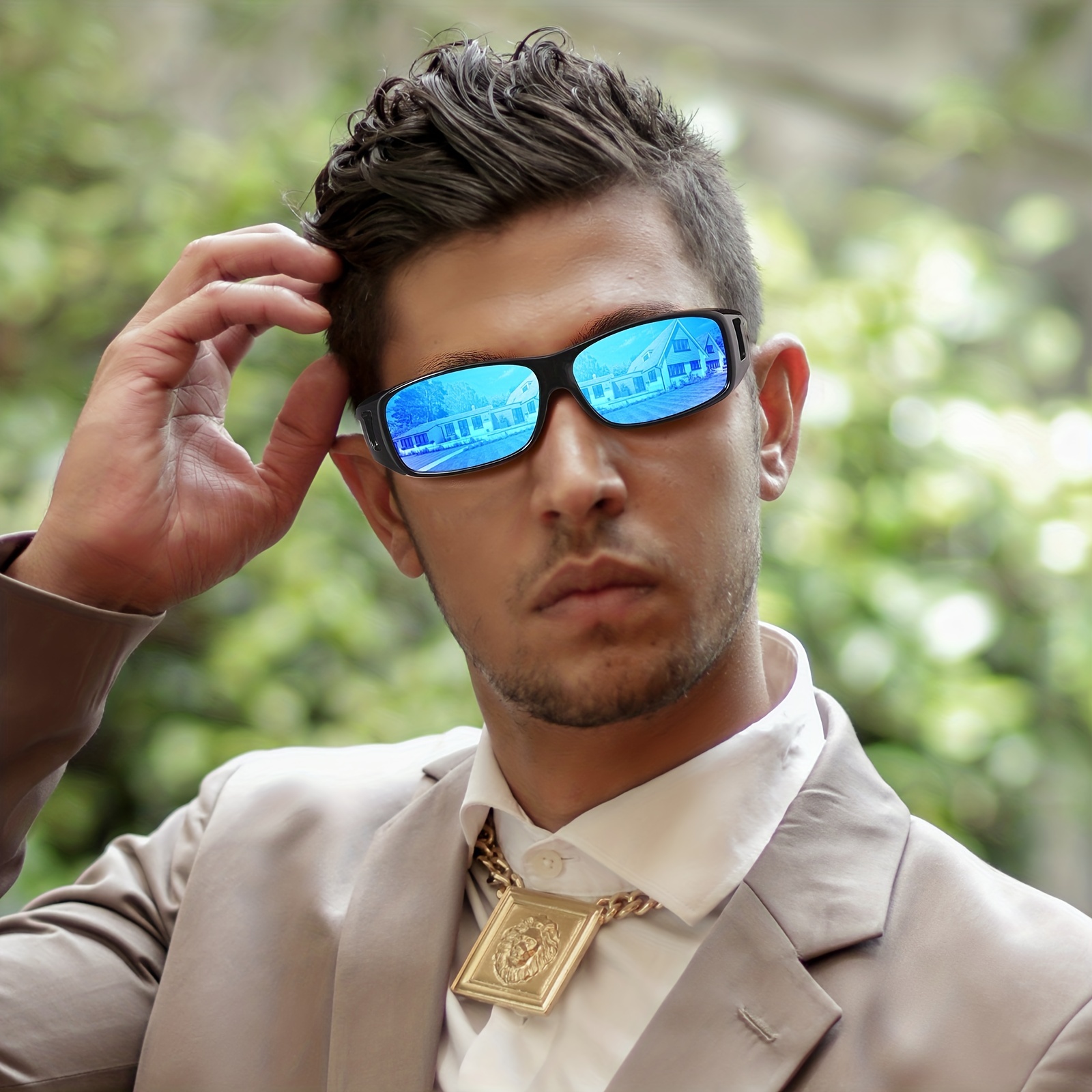 1pc Mens Wrap Around Fit Glasses Polarized Sunglasses Unisex Uv